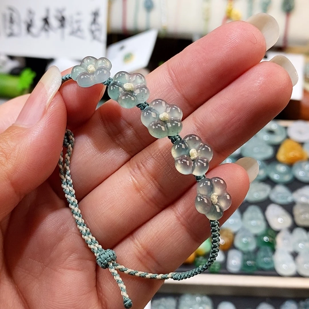 翡翠未镶嵌颈饰冰种五花手绳15