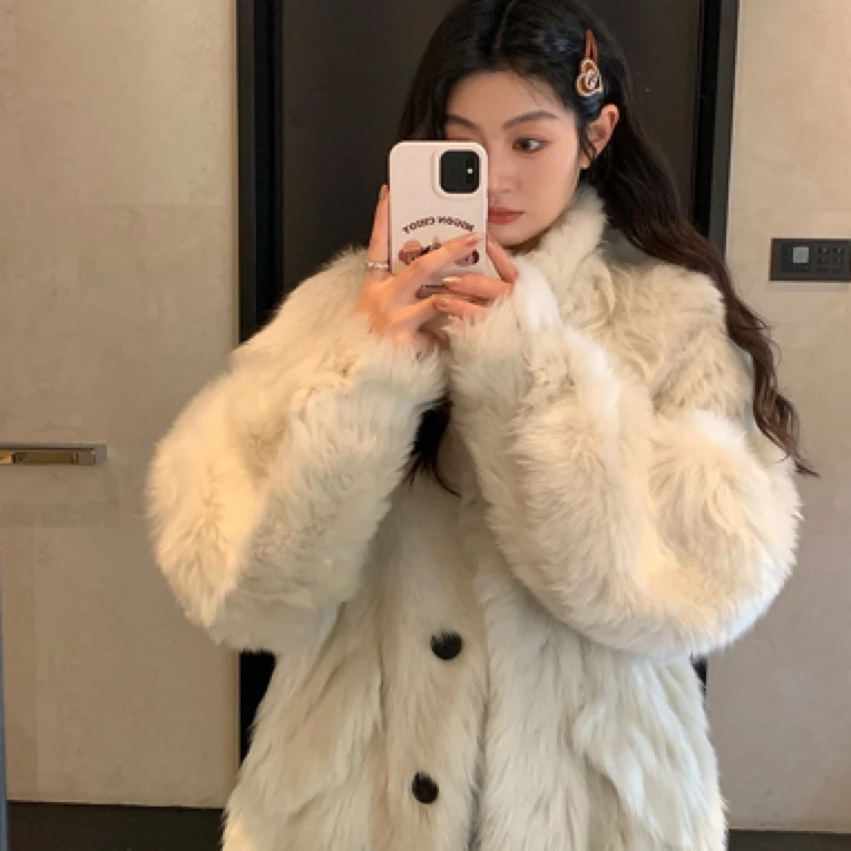 短外套纯色加厚单排扣女设计感女装慵懒风宽松气质