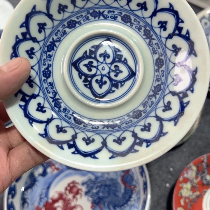 瓷片白青花宝相壶承底托
