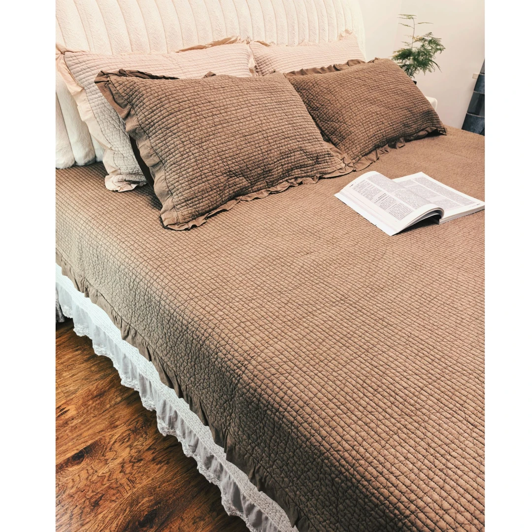 【尚亿家纺】意境  韩国酵素砂洗 高支高密全棉植物印染床盖三件套