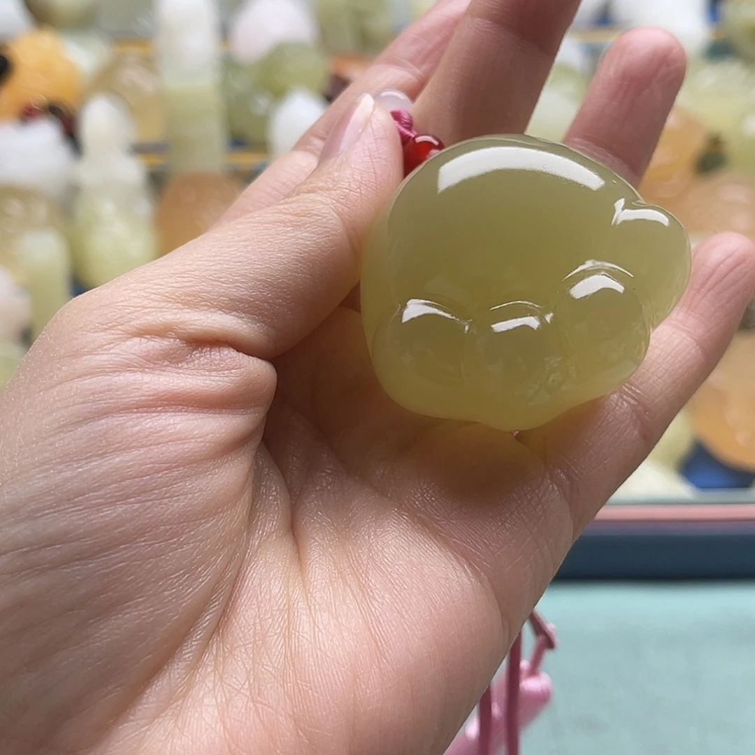 胖***3玉天然桌面小摆件