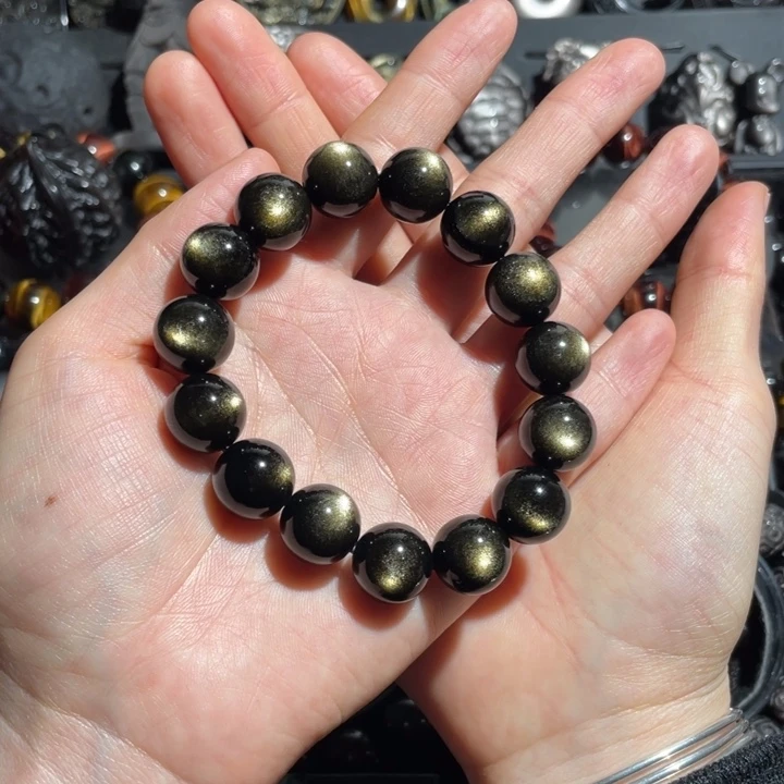汉***.黑曜岩未镶嵌手串