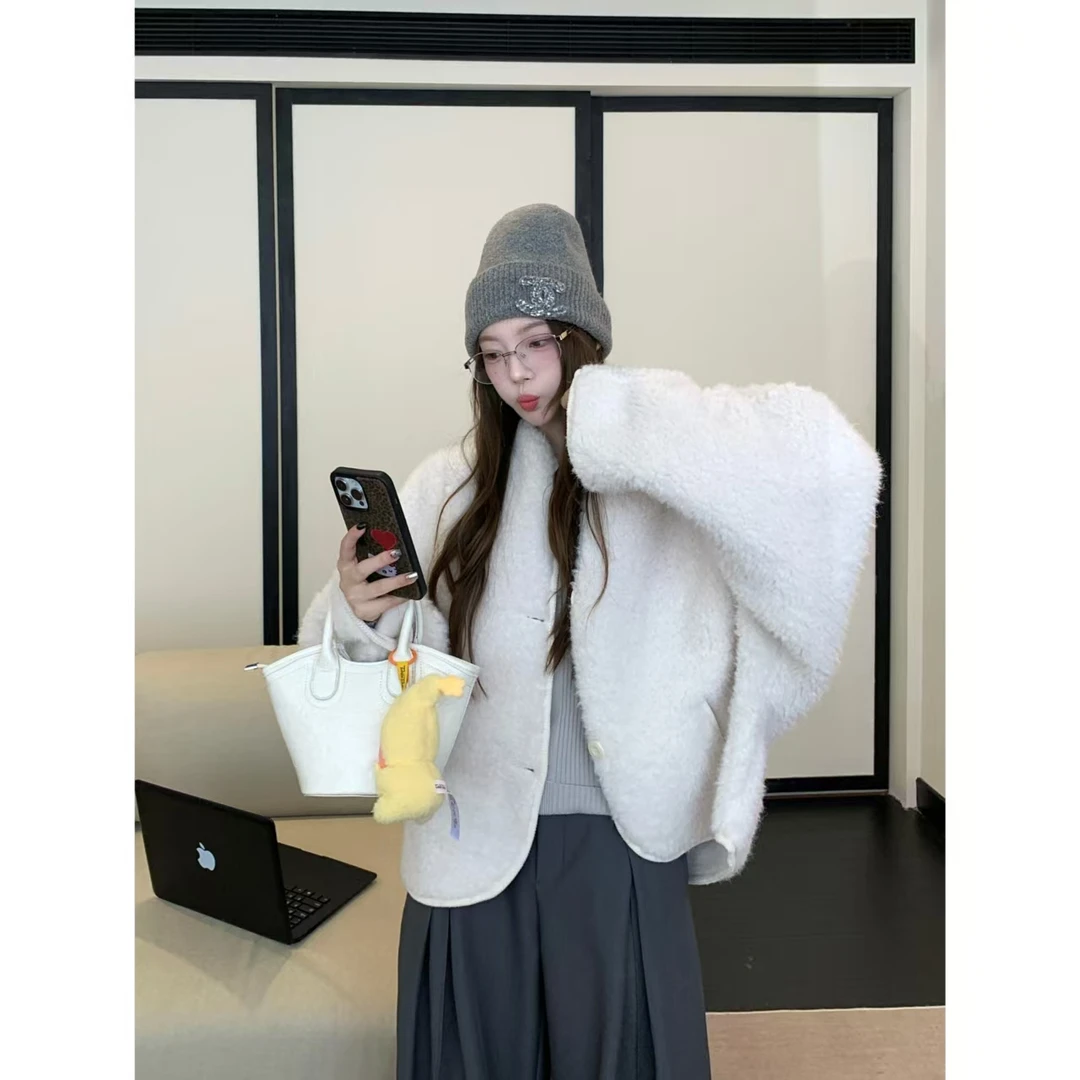H1090【云里】秋季温柔少女落肩感慵懒风袖开衫外穿