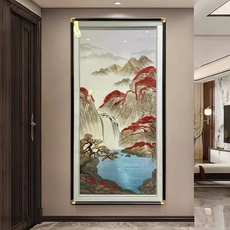 247鸿运当头山水画织锦绣装饰画苏绣客厅刺绣挂画苏绣80160