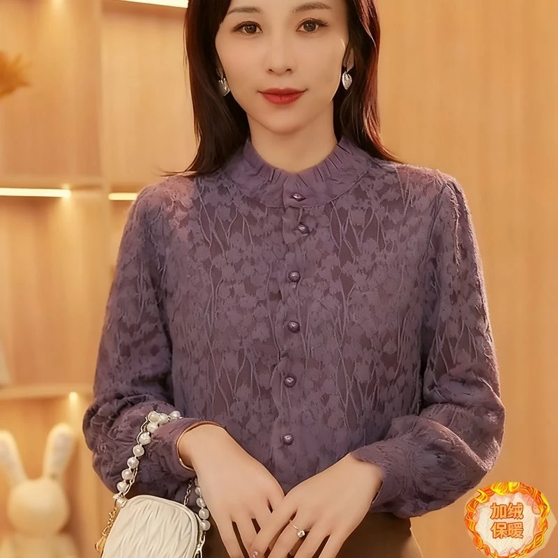 衬衫女2025秋冬新款时尚洋气显瘦减龄打底衫气质百搭设计感上衣