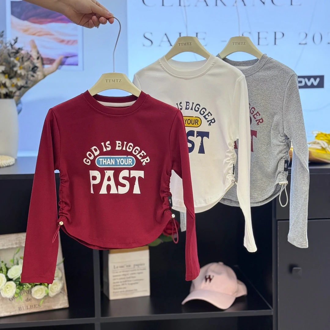 女童韩版打底上衣2025秋款时尚长袖印花休闲卫衣001