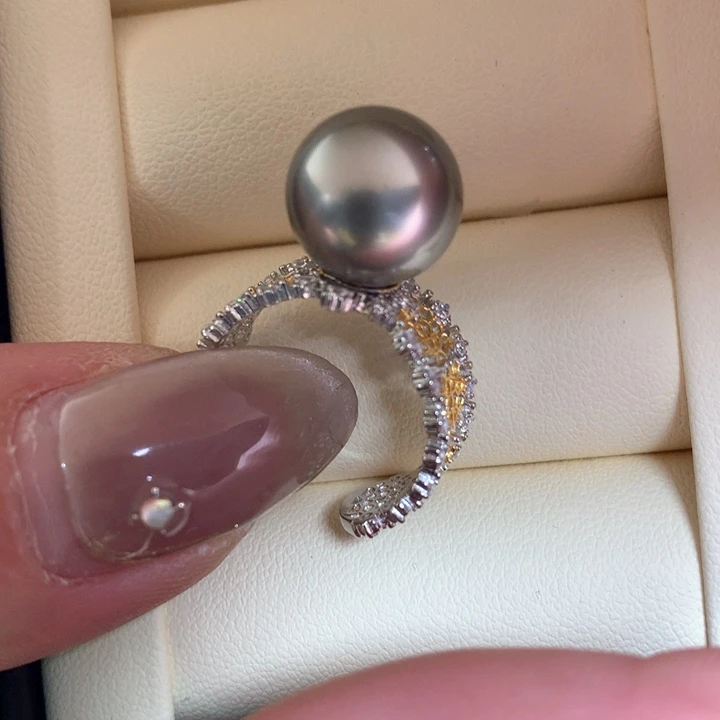 银S925镶嵌戒指海水珍珠