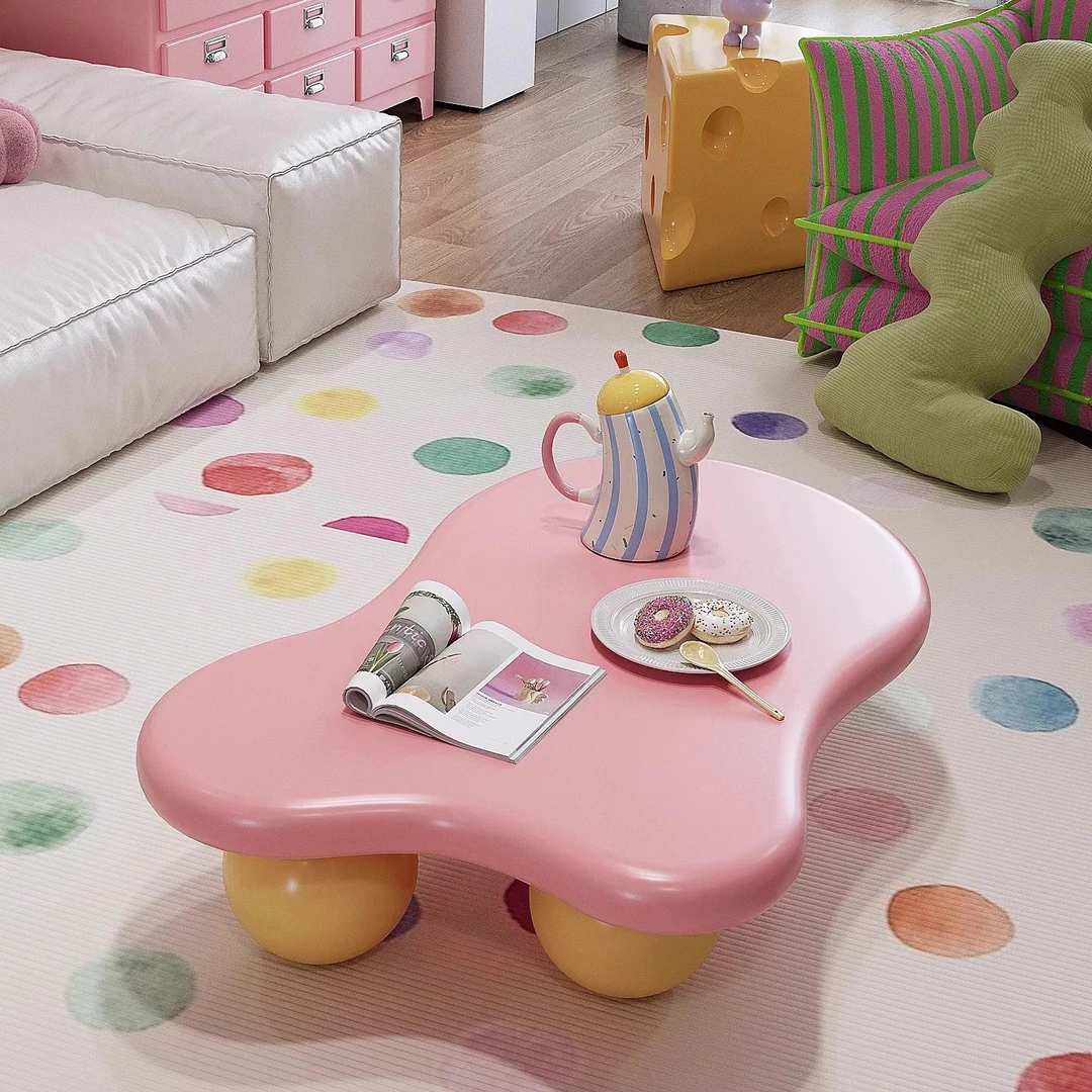 多巴胺茶几粉色云朵茶几家用客厅茶桌奶油边几创意简约小户型桌子