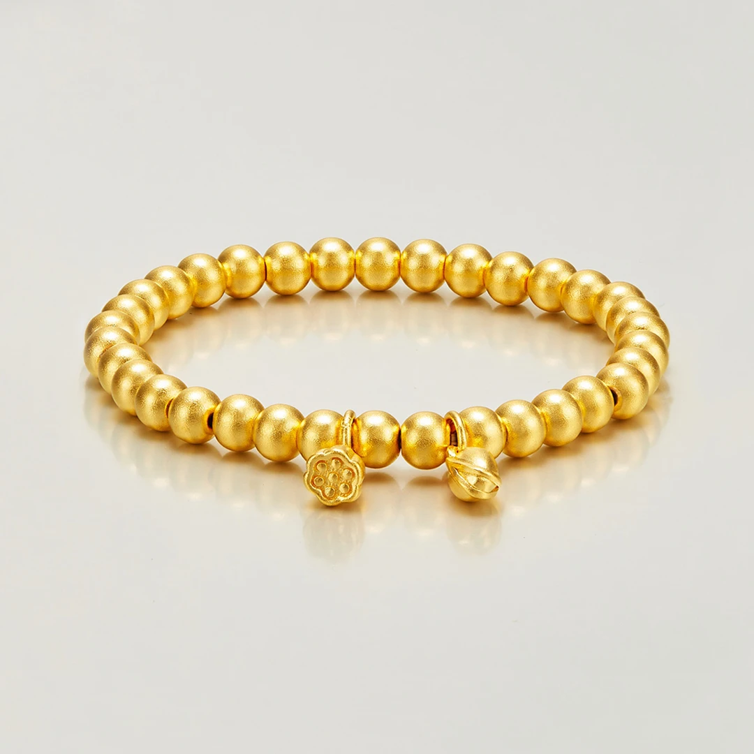 足银手链 古法两世欢珠珠卡5mm百搭传承弹力