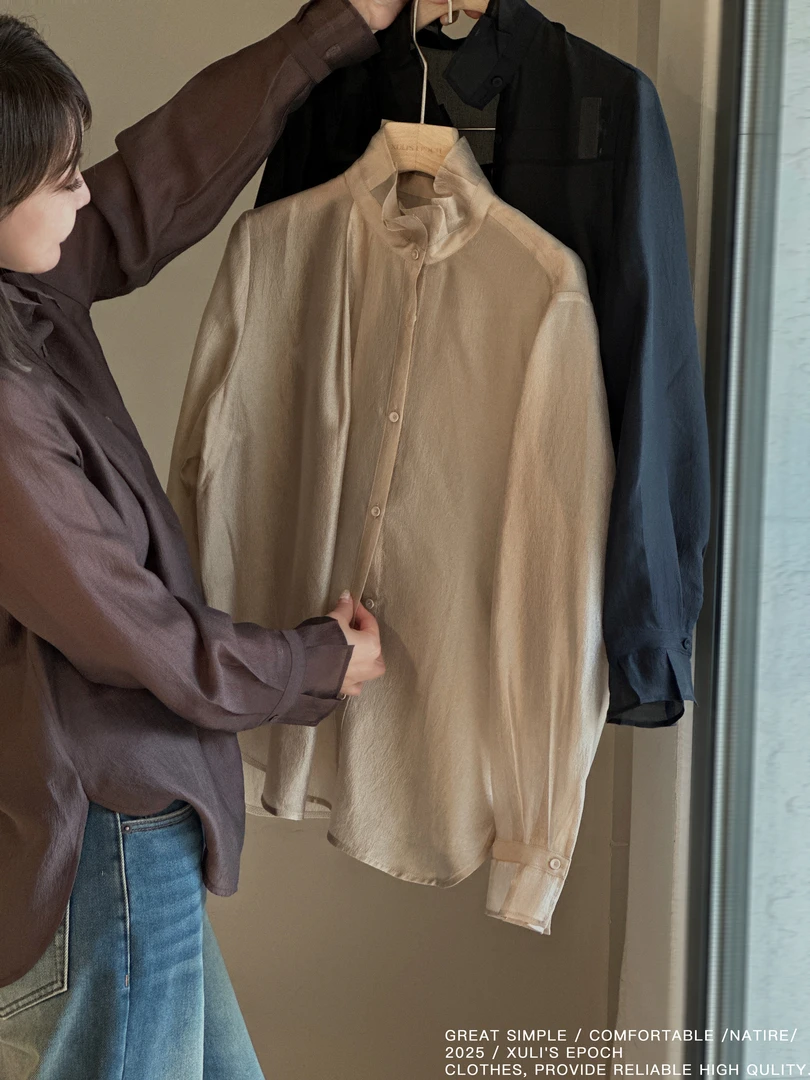 XULI'S EPOCH新中式立领珠光感衬衣·19527·新年限定