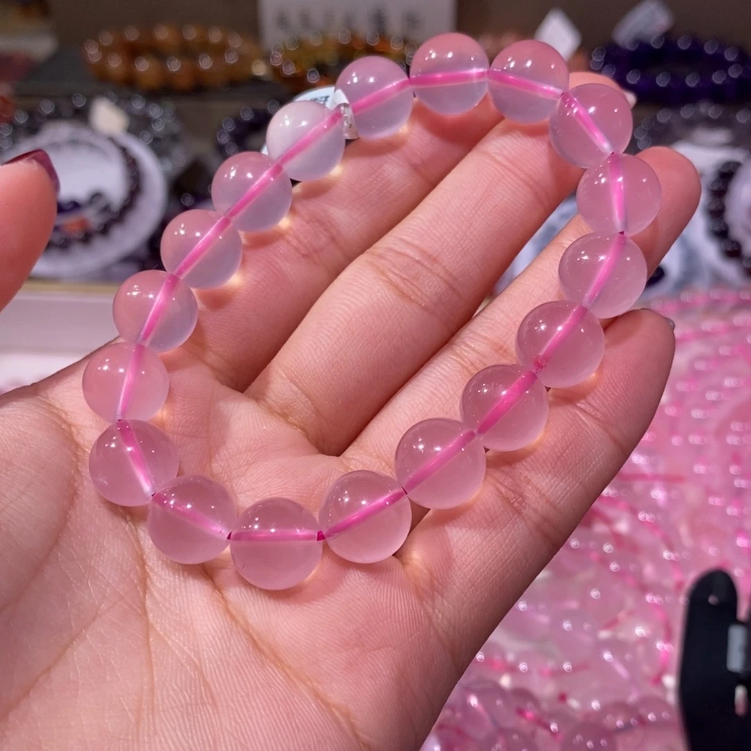 水晶手串未镶嵌粉水晶11+