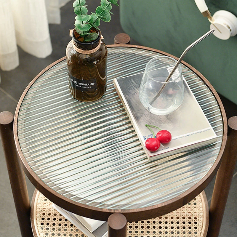 圆形茶几桌钢化玻璃客厅简约现代创意小户型家用桌子中式北欧风格