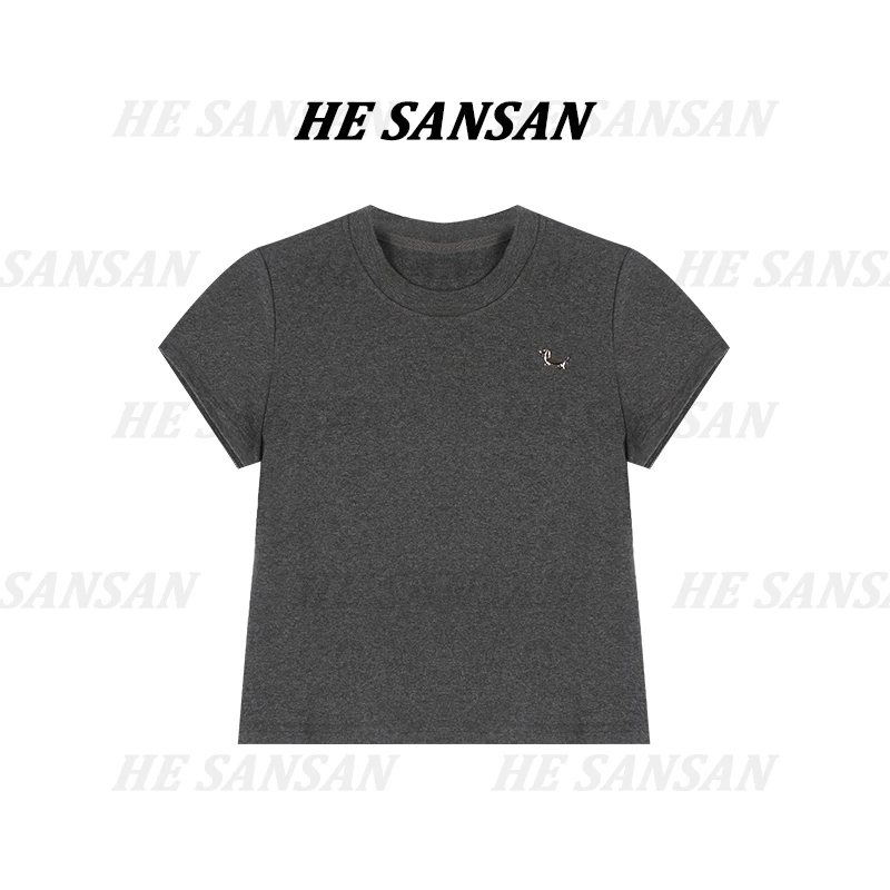 【SANSAN】小狗气质轻奢复古百搭圆领套头休闲时尚短袖DY-90160