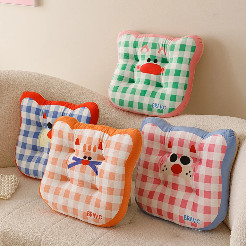 加厚多巴胺猫脸方形椅子坐垫居家抱枕用学生靠垫儿童榻榻米地板垫