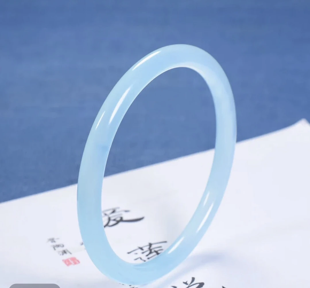 天空蓝6mm玛瑙手镯圈口自选（圈口50-62）