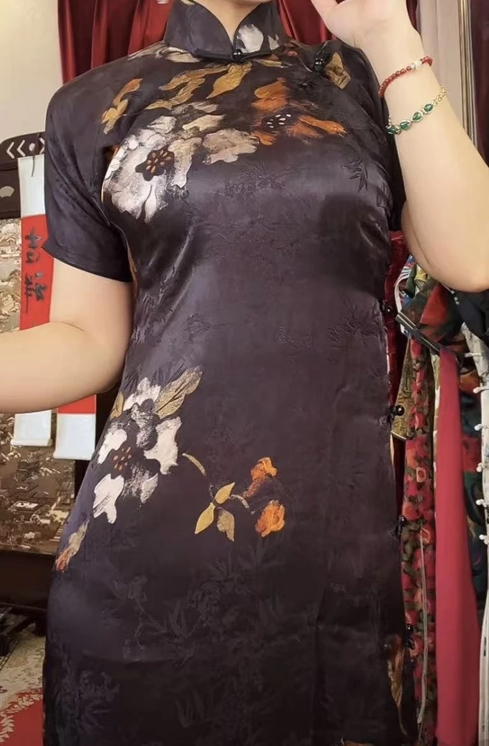 8791【花隐】长款日常时尚复古旗袍