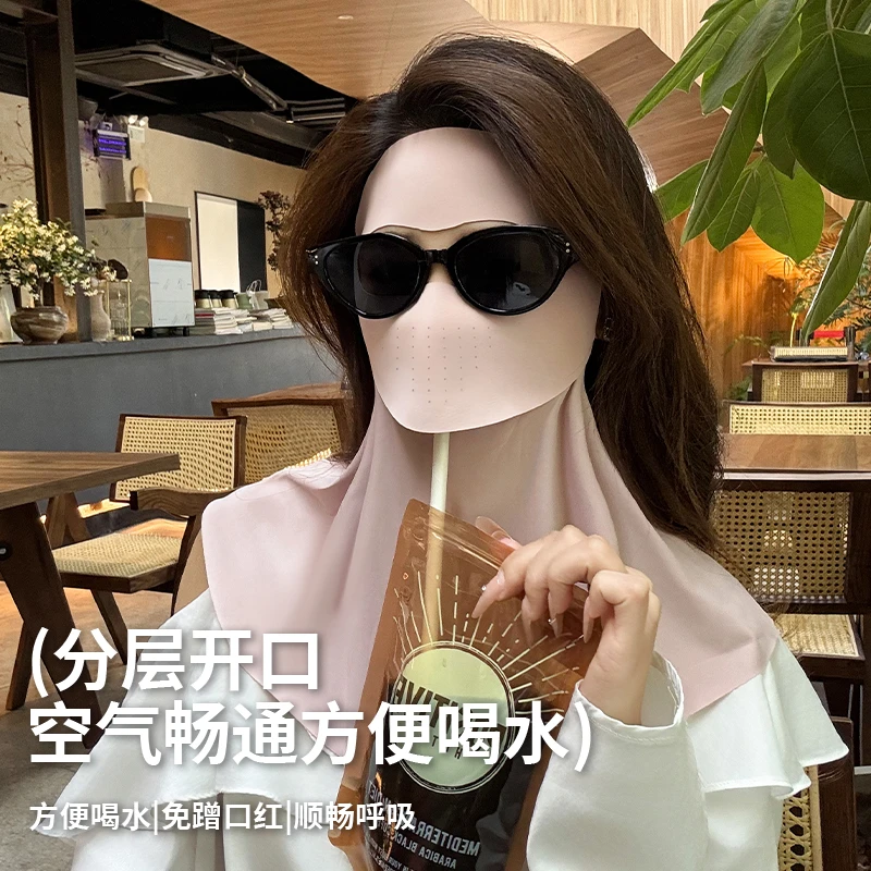 可喝水款全脸护颈防晒面罩遮阳防紫外线户外骑行全脸防晒面罩J