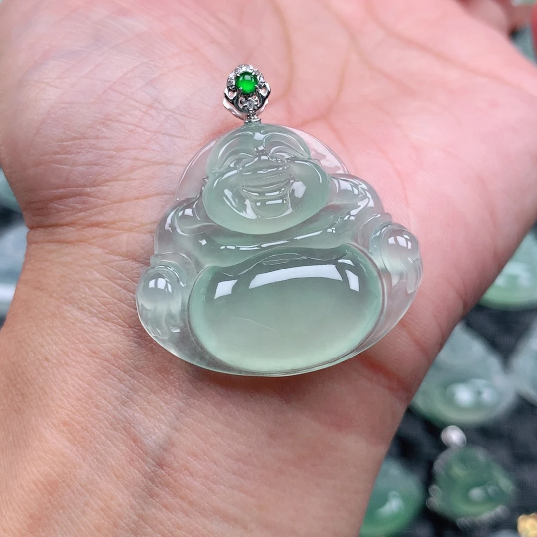 林***木翡翠18K金镶嵌吊坠(不含链)