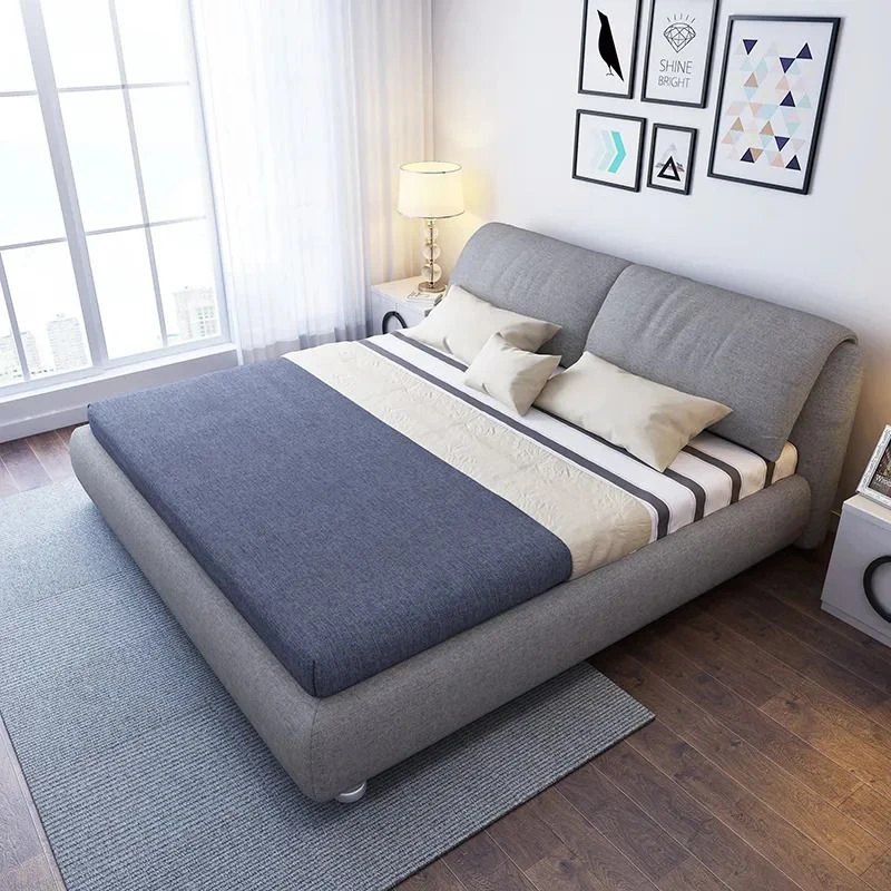 2025新款北欧布艺床可拆洗卧室布床储物双人床主卧床包邮轻奢家用