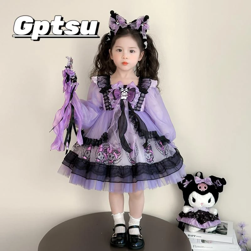 GPTSu女童连衣裙春秋款2025新款儿童库洛米洛丽塔裙宝宝公主裙子