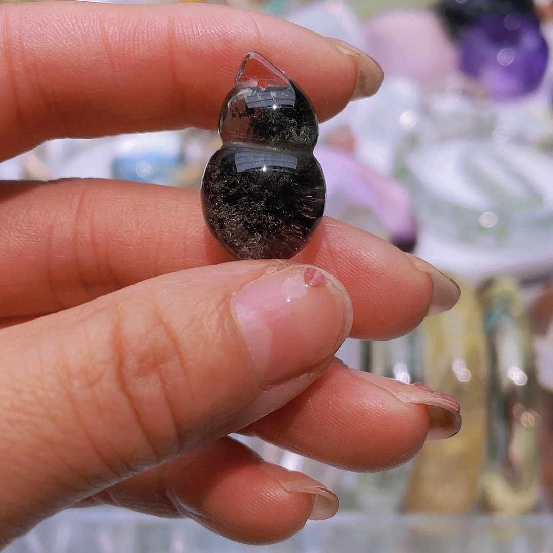 颈饰未镶嵌水晶天然绿幽灵葫芦吊坠特价款