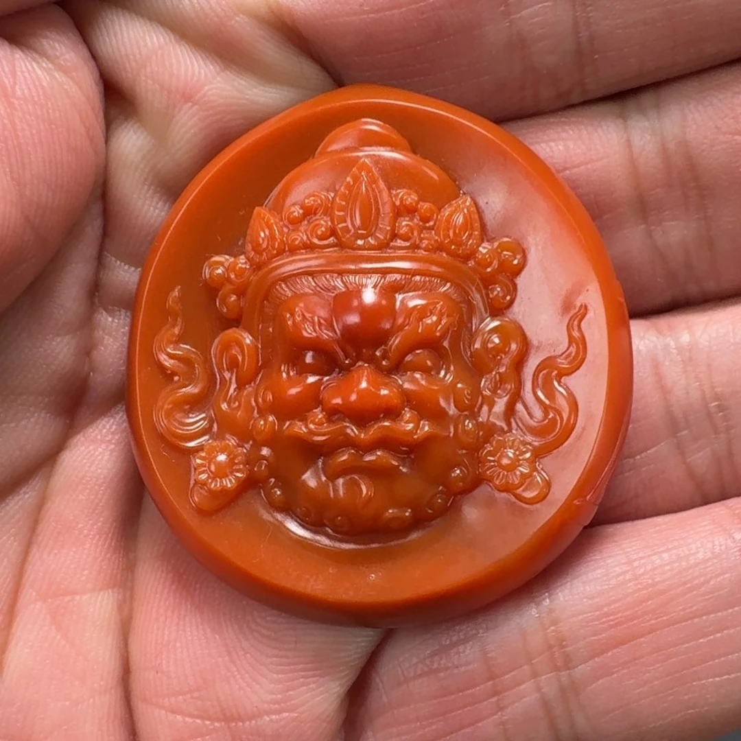 南红玛瑙黄财圆牌40mm未镶嵌