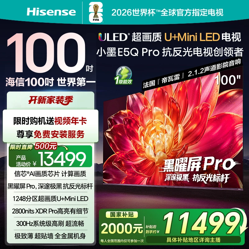 【肥娟同款】海信小墨E5Q Pro 100英寸 超画质U+MiniLED 电视机
