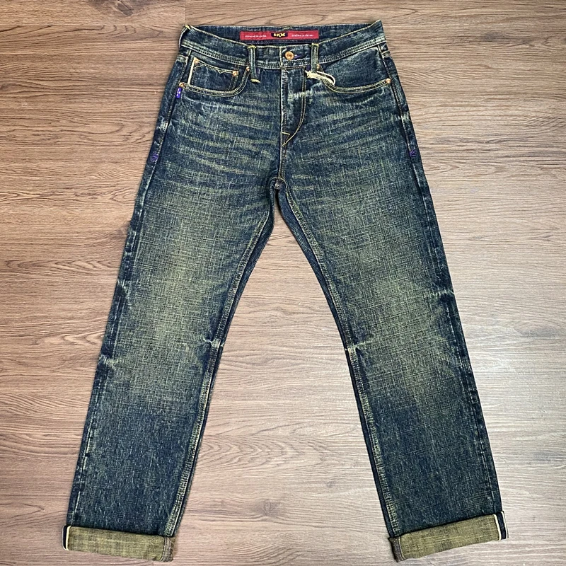 秋冬厚款赤耳丹宁牛仔裤男重磅18OZ纯棉无弹复古百搭直筒裤子6539