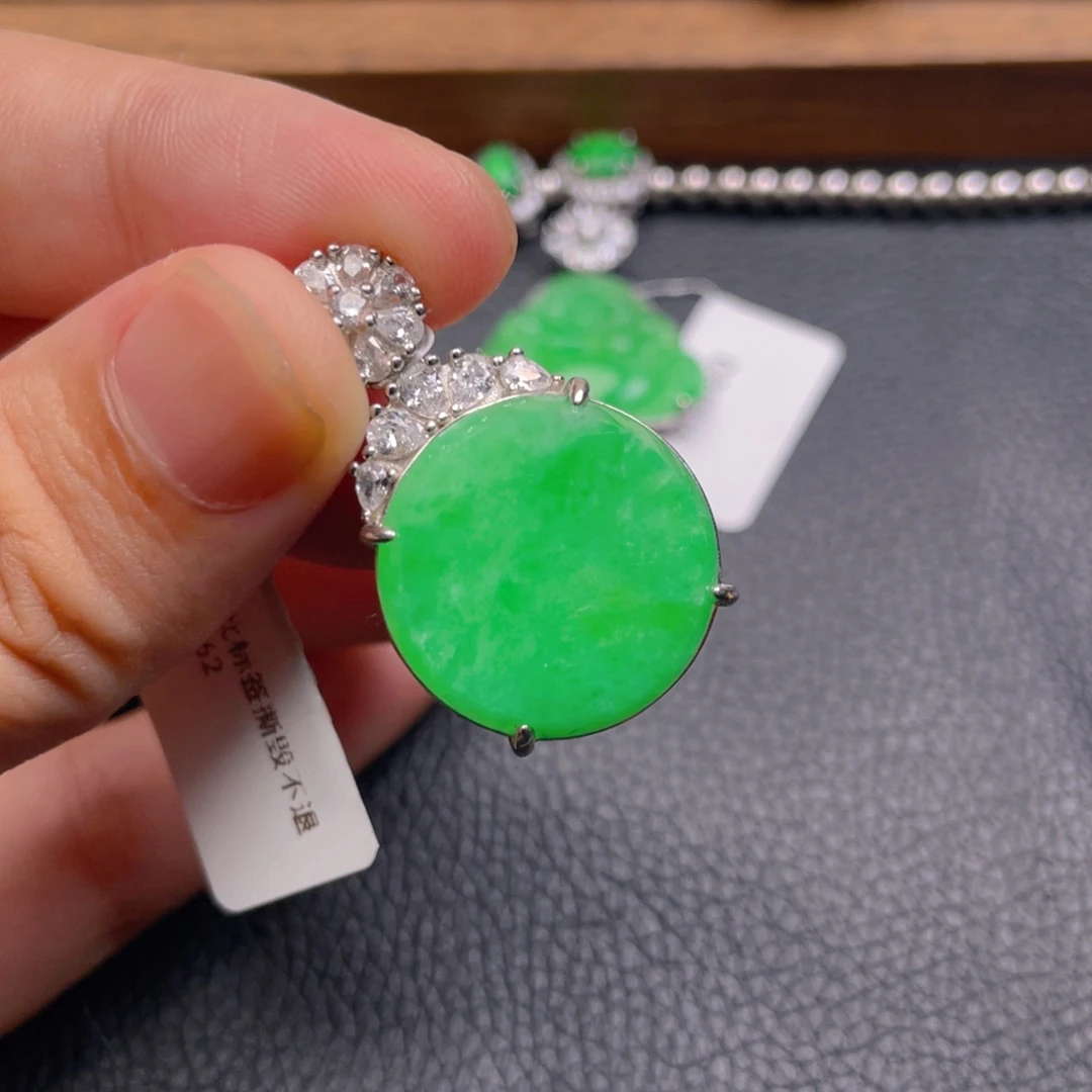 翡翠银S925镶嵌吊坠(不含链)