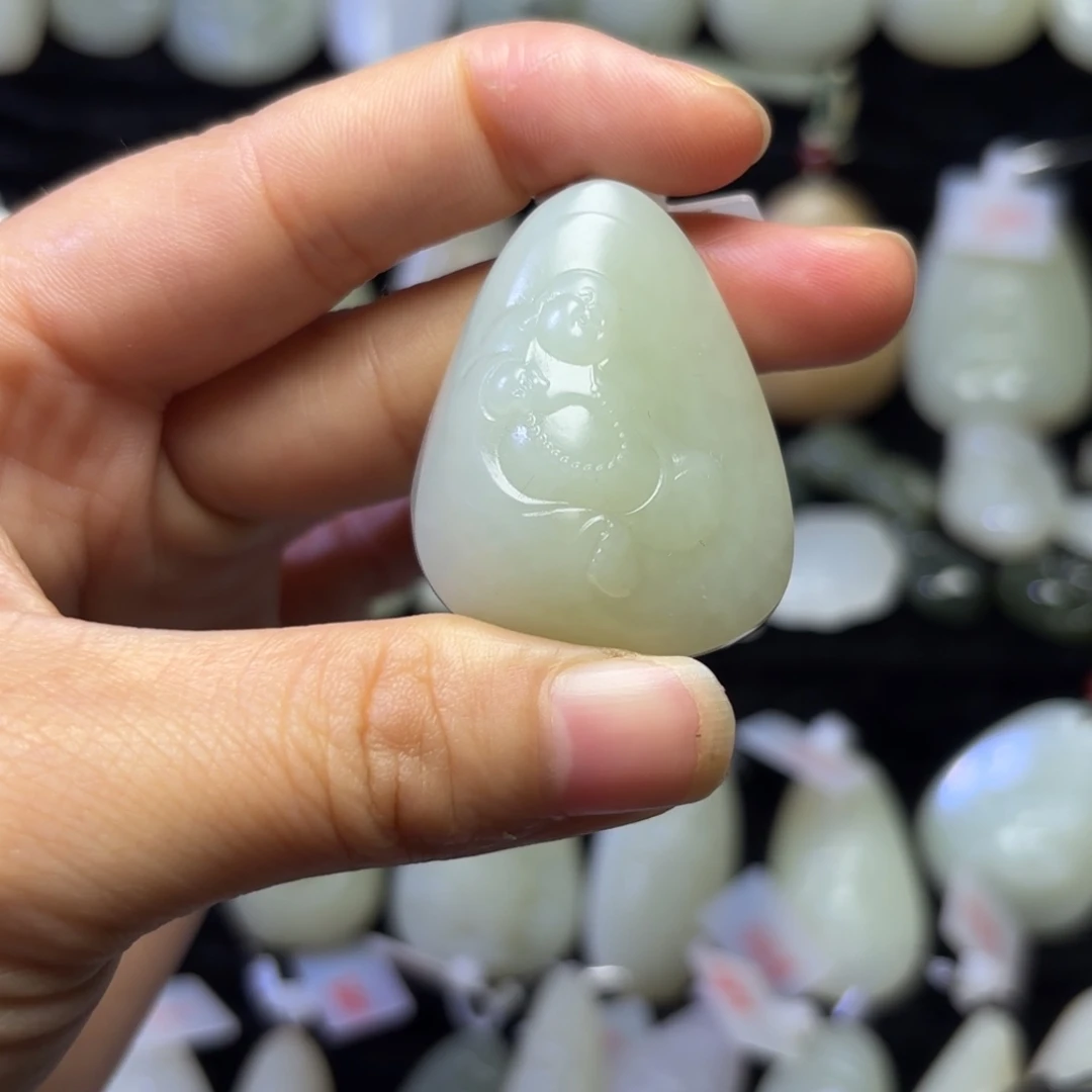 落***叶和田玉未镶嵌吊坠(不含链)和田玉