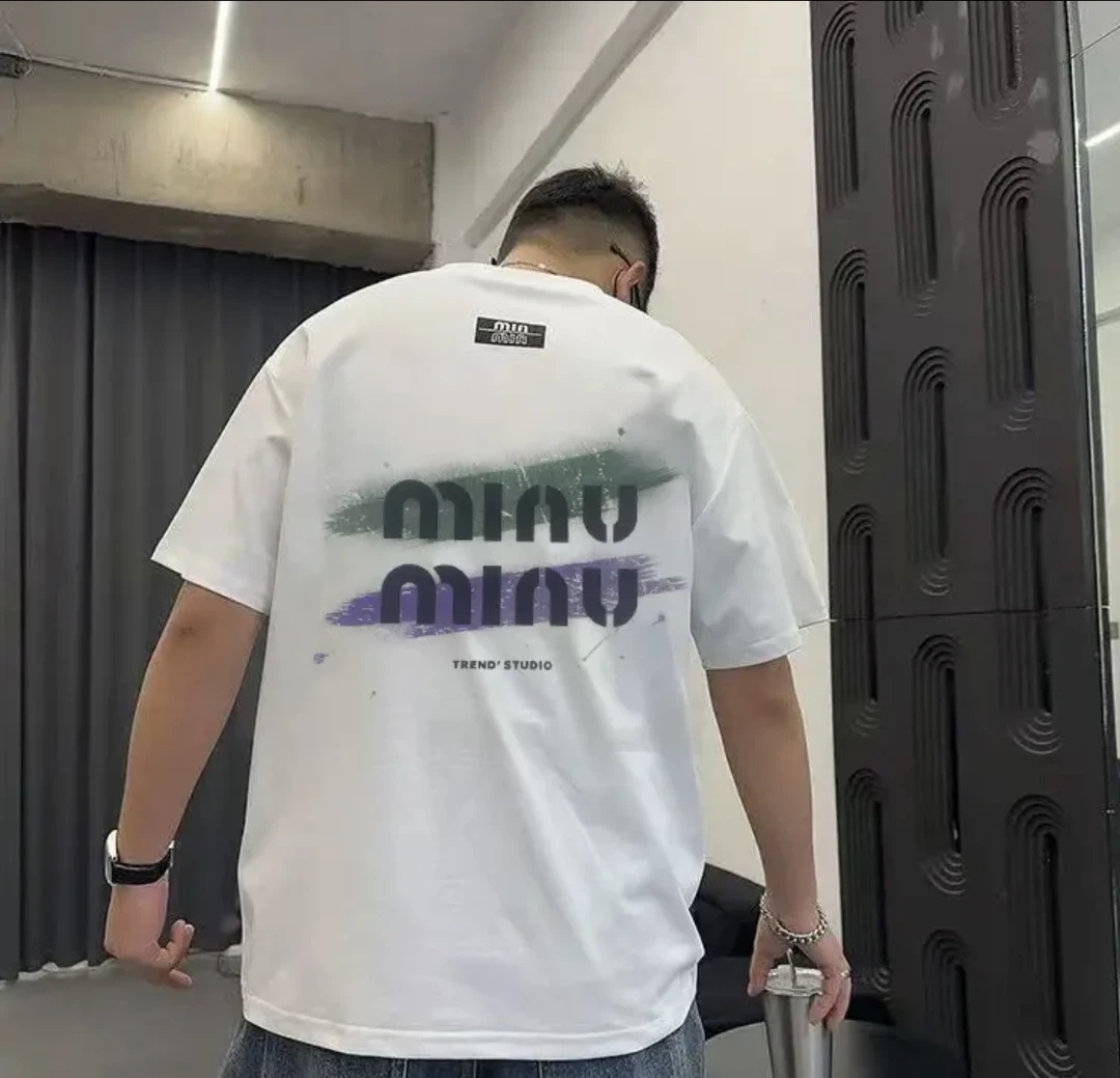 2025时尚纯棉休闲t恤宽松圆领百搭彩虹min---【丝网印发泡】