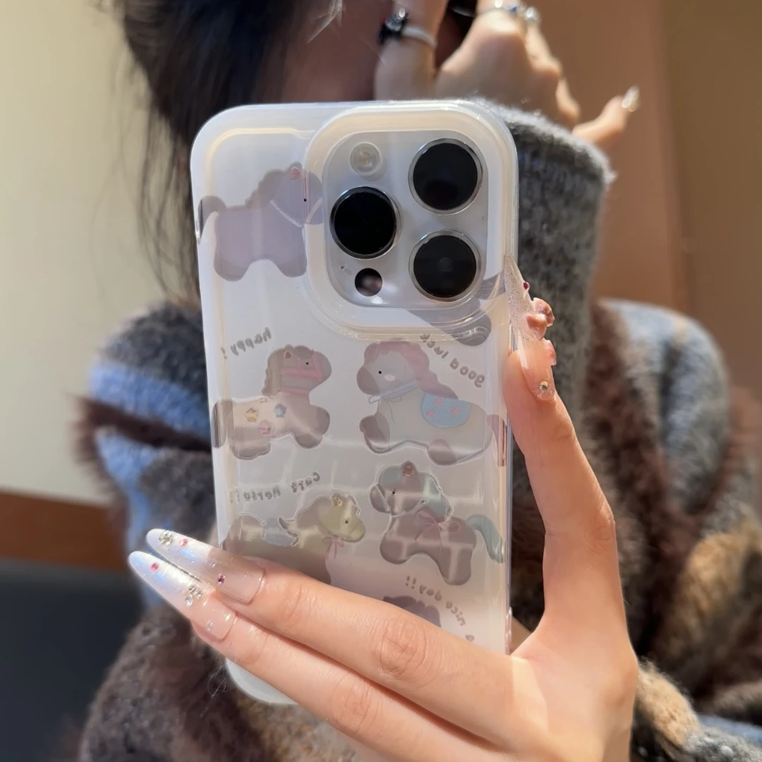镂空渐变小马适用iPhone17Promax手机壳16pro苹果15创意14/13防摔