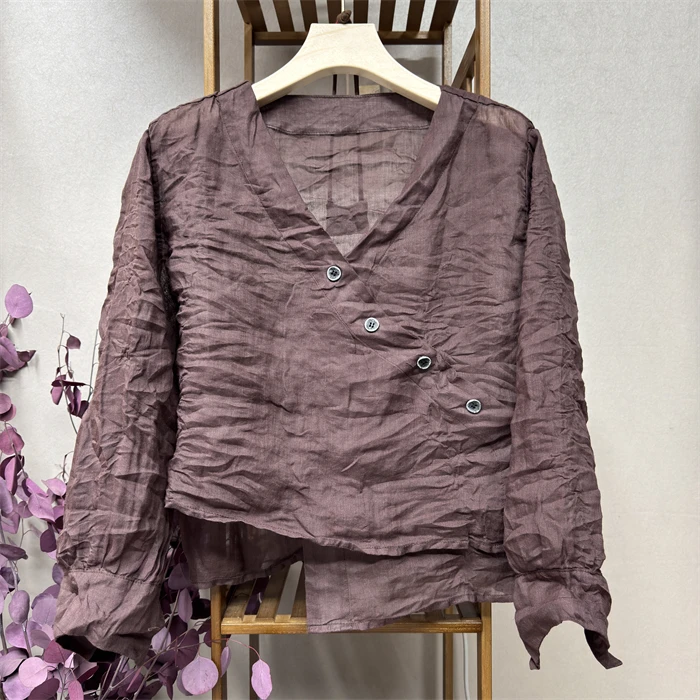 木澜珊~原创苎麻不规则斜襟上衣    衣长55胸围126左右