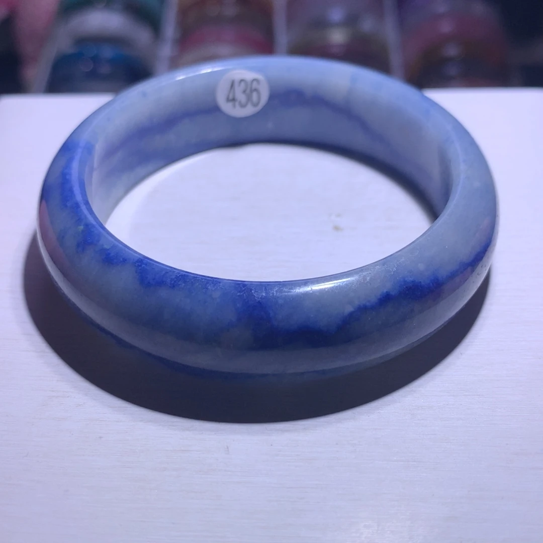 银S925镶嵌手镯水晶蓝线58.4圈436