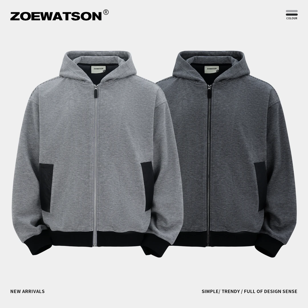 【ZOEWATSON】连帽卫衣早秋针织开衫慵懒风休闲百搭运动风长袖Z5152