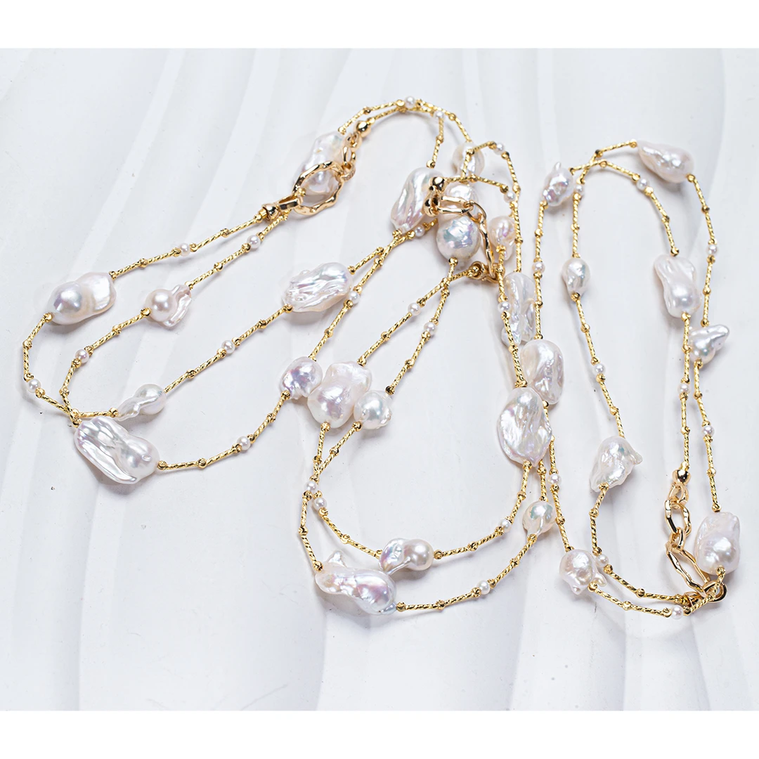 【认真卷】天然淡水巴洛克珍珠毛衣链80cm多种戴法（多样性发货发一）