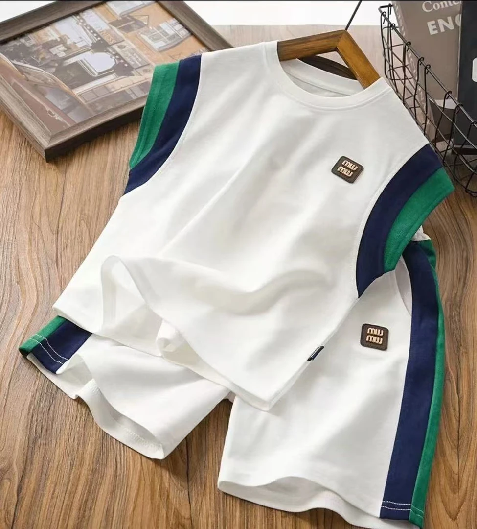 男童套装夏款2025新款儿童中大童男孩韩版休闲背心运动服两件套