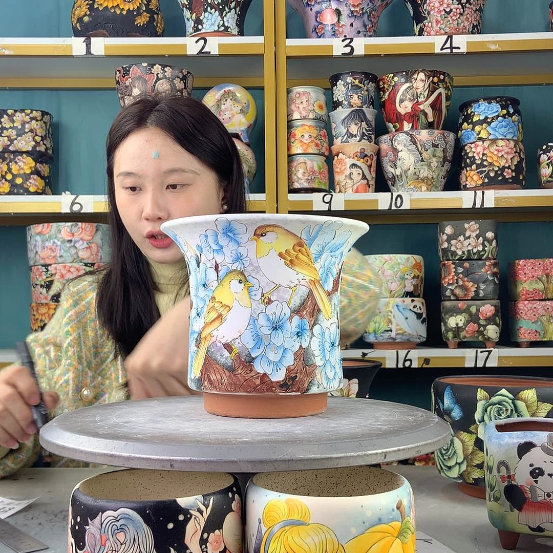 陶景德鎮手工花盆957