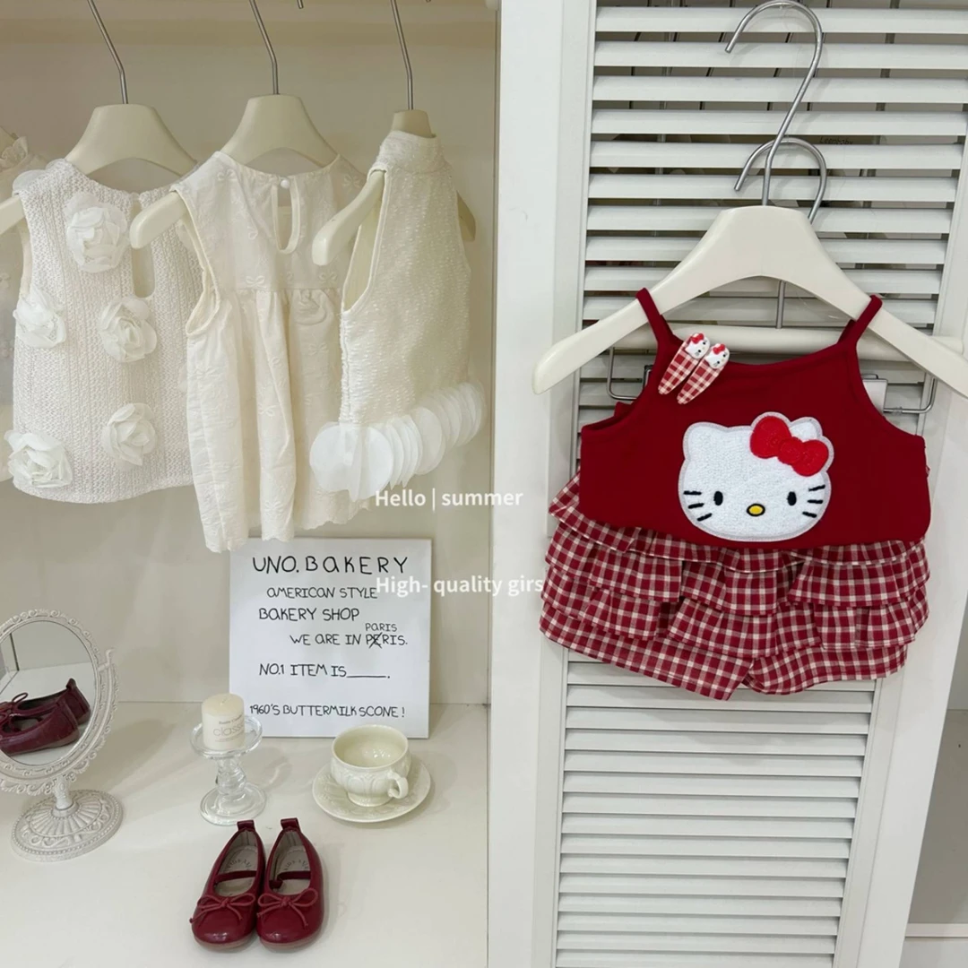 【豌豆•Peas】女卡通风夏季套头套装半身裙针织可爱超萌儿童衣服