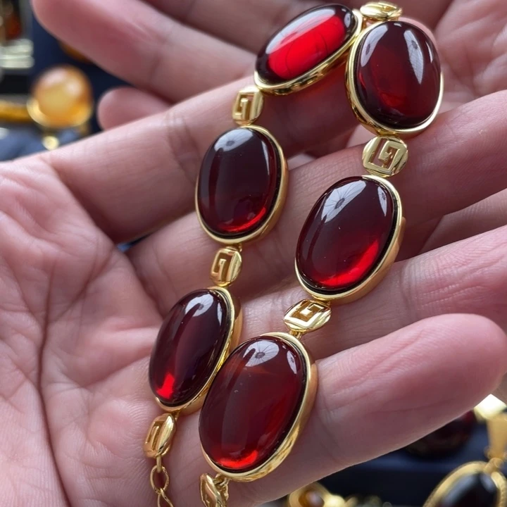 血珀手链银S925镀金镶嵌用**单