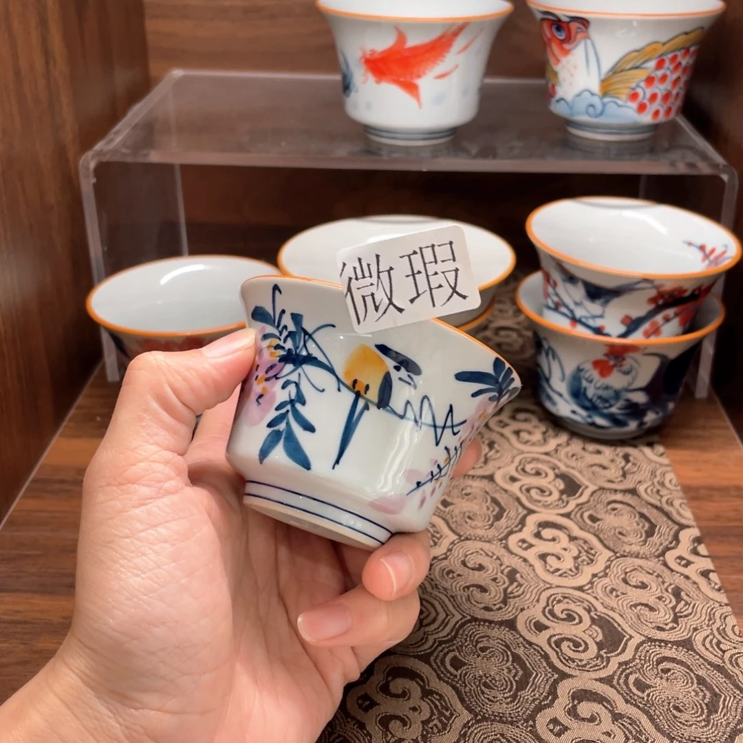 釉下手绘茶具微瑕
