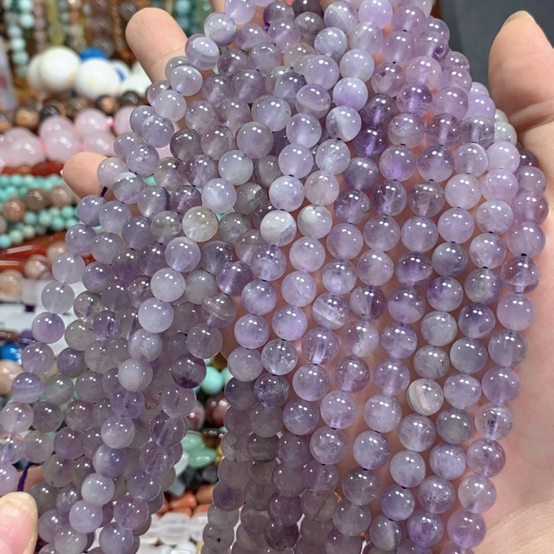 未镶嵌玛瑙/玉髓珠宝半成品紫水晶一条卡8mm
