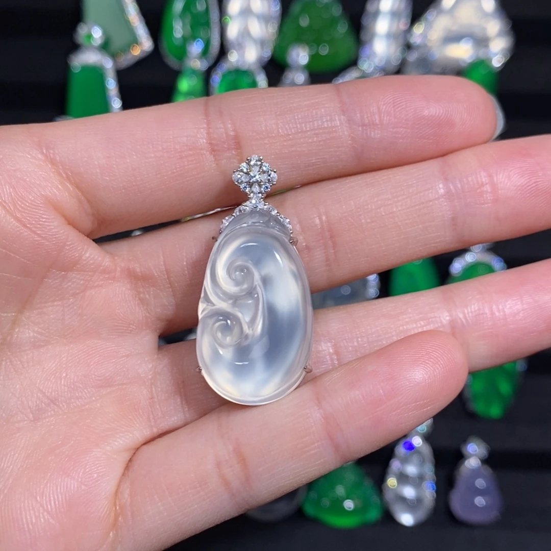 玛瑙/玉髓银S925镶嵌吊坠