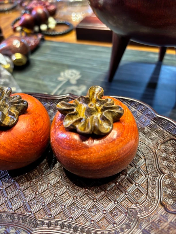 檀论东森一物一拍花梨木编码柿柿如意一K