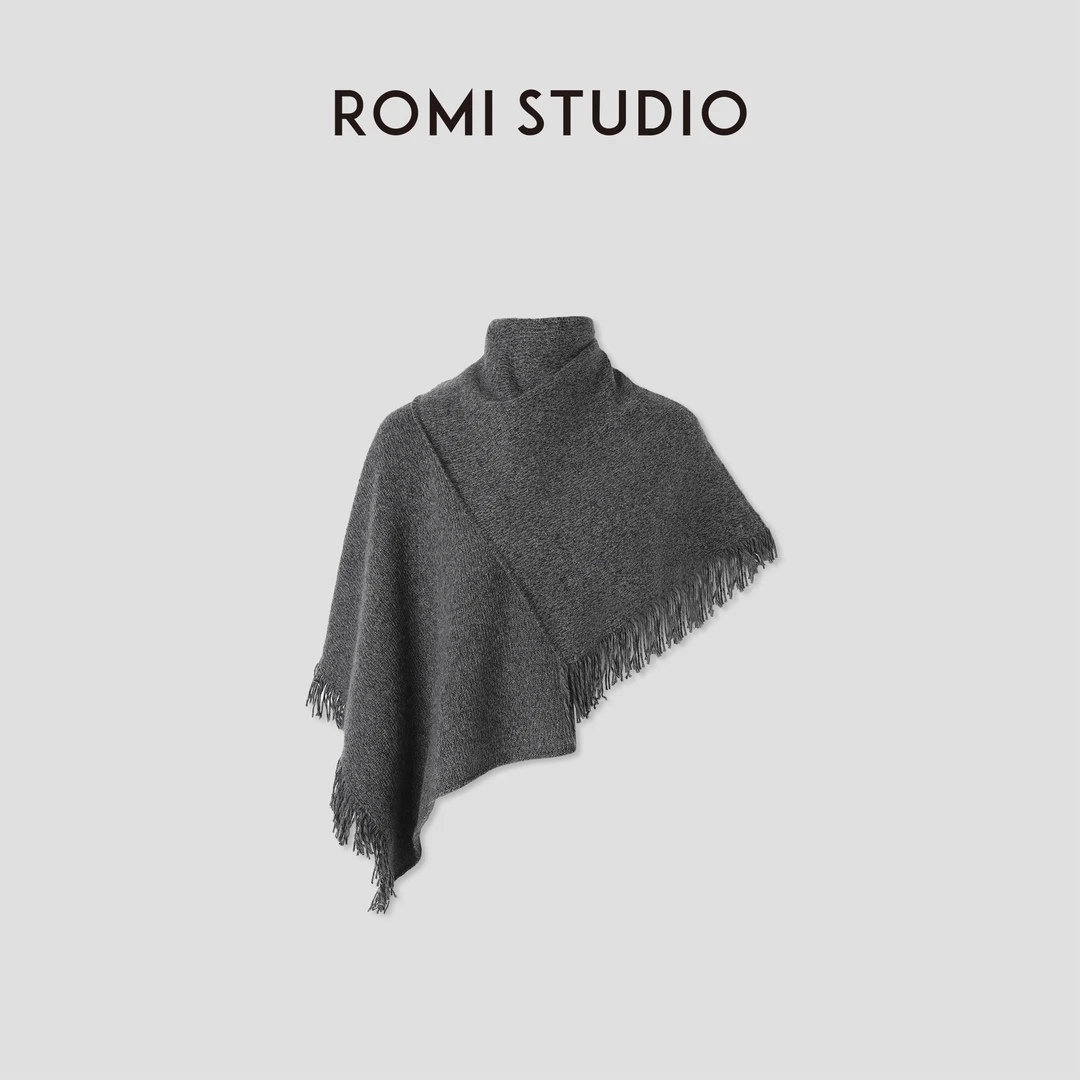 ROMI STUDIO “温柔已至” 高支羊毛混纺软糯流苏披肩围巾 446A9104