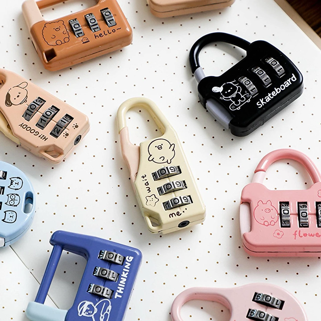 卡通数字密码挂锁抽屉收纳柜门锁盒子小锁 可爱旅行箱包密码锁TZ