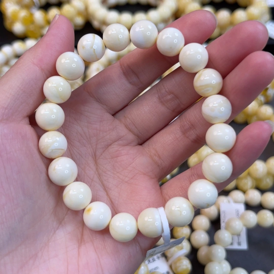 手串蜜蜡未镶嵌10mm瓷白满蜡顺色