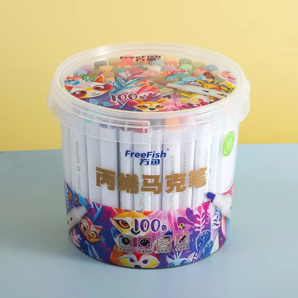 FreeFish/方鱼大容量100色丙烯马克笔图案款式随机发