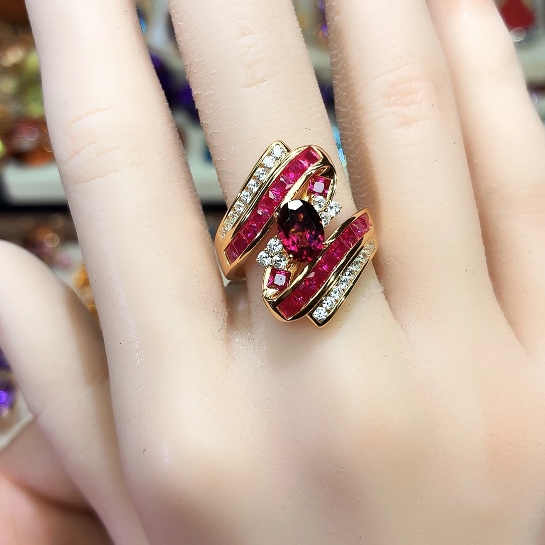 银S925镶嵌石榴石戒指