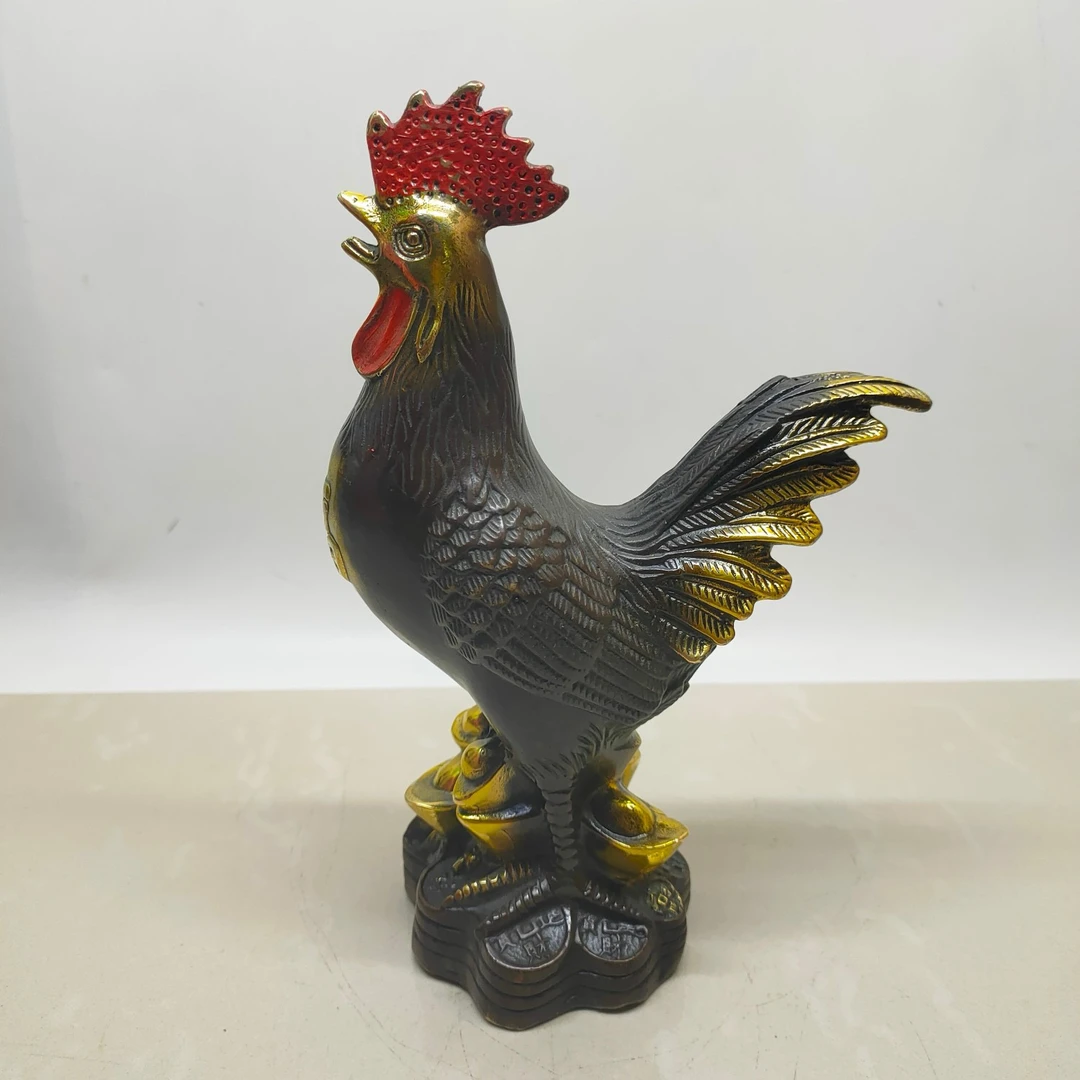 纯铜仿古小公鸡摆件动物创意精美纯手工镀金